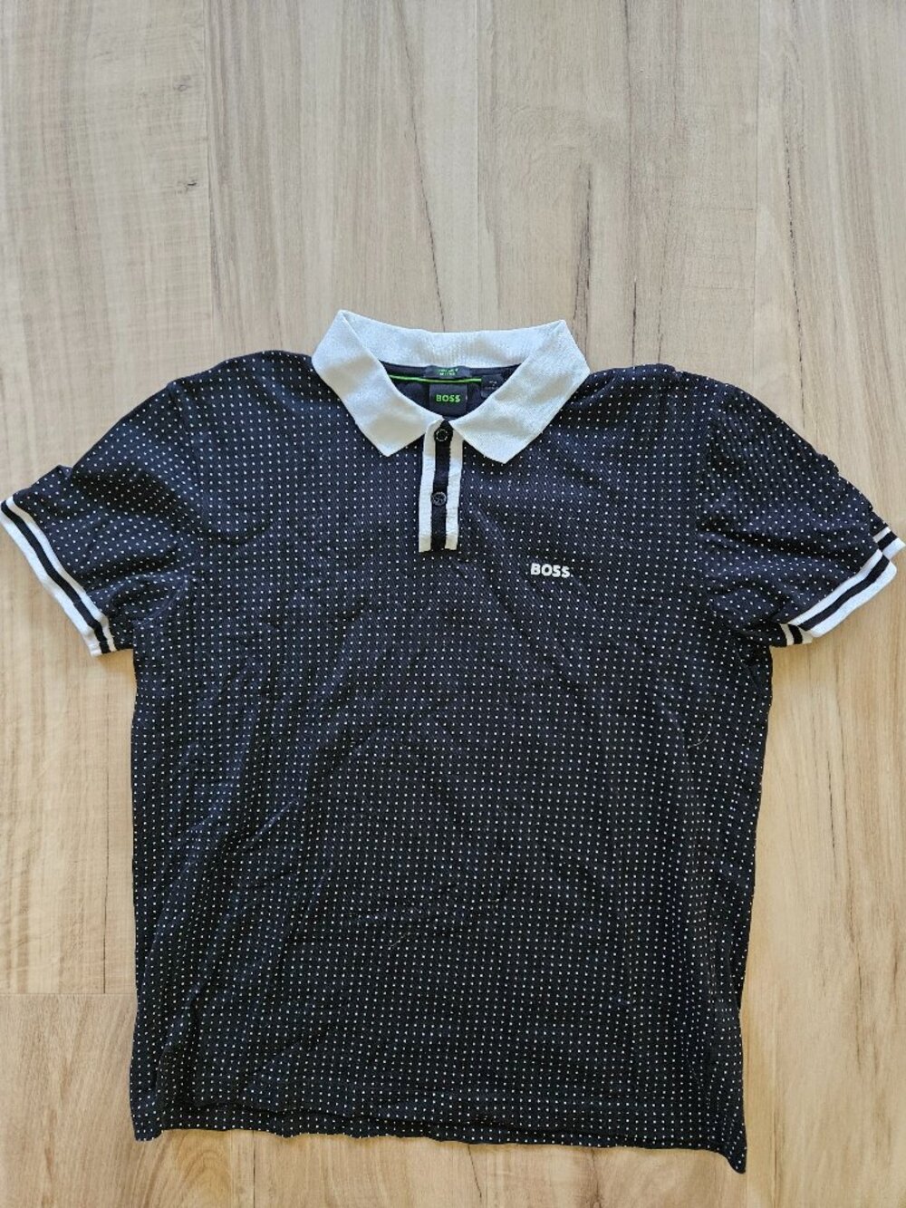 Boss Paddy 2 button polka dot mens size XL short sleeve top